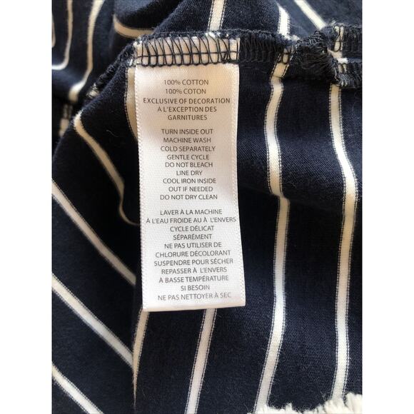 Beach Lunch Lounge NWOT Blue White Striped Short Sleeve Dress Fringe Large - Picture 7 of 8